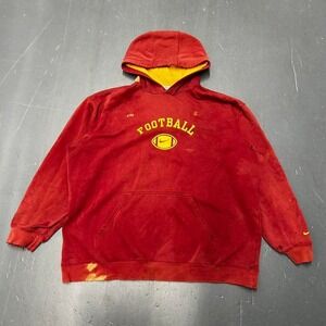 Y2K Nike football burgundy and yellow center swoosh oversized hoodie